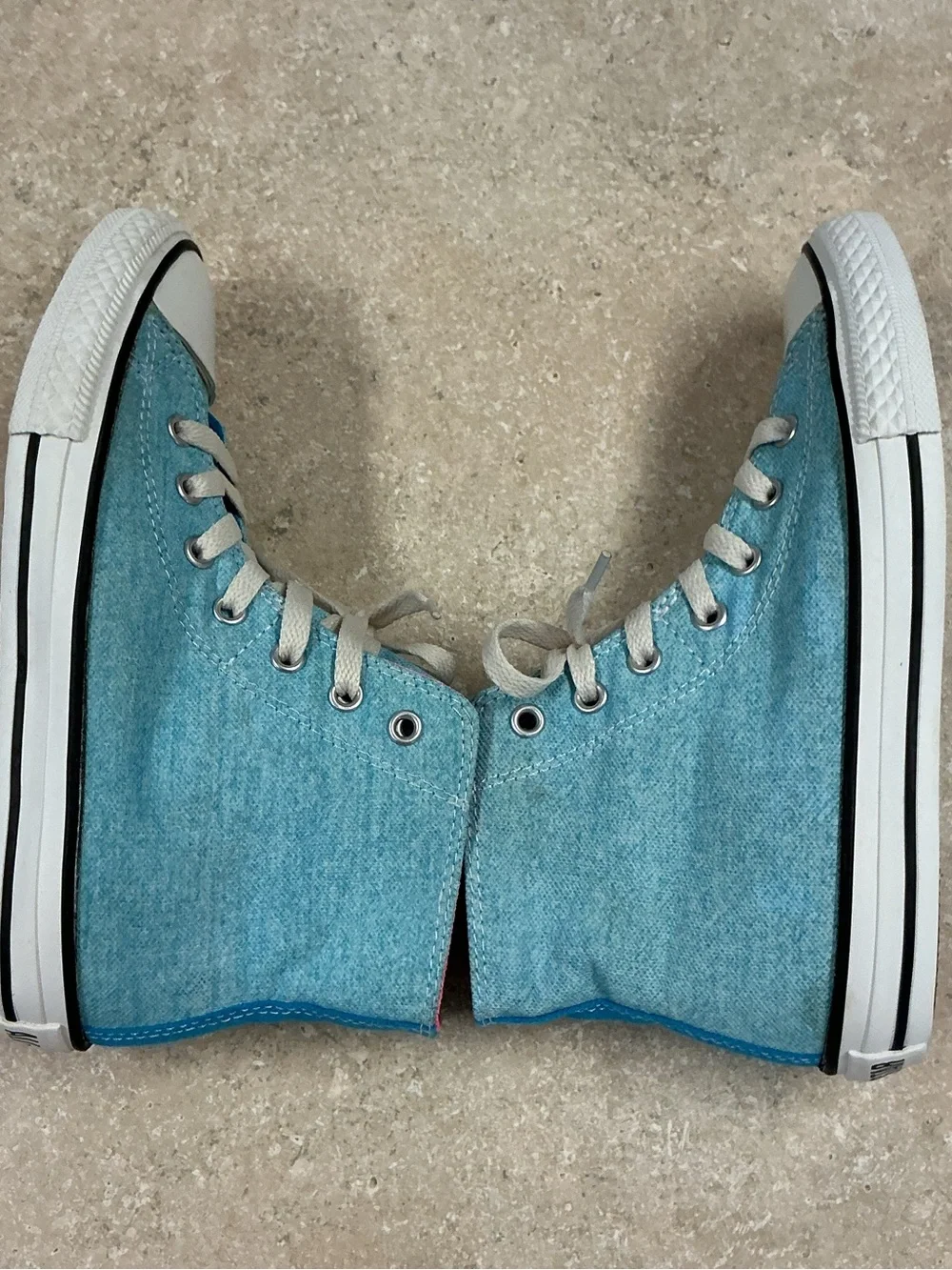 Converse Chuck All Star SZ 3 Junior Ps Double Tongue High Top Sneakers Blue Wash